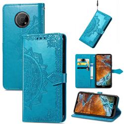Embossing Imprint Mandala Flower Leather Wallet Case for Nokia G300 - Blue