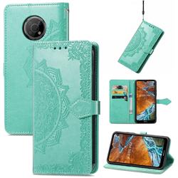 Embossing Imprint Mandala Flower Leather Wallet Case for Nokia G300 - Green