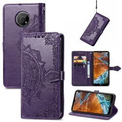 Embossing Imprint Mandala Flower Leather Wallet Case for Nokia G300 - Purple