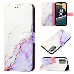 Purple White Marble Leather Wallet Protective Case for Nokia G400