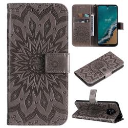 Embossing Sunflower Leather Wallet Case for Nokia G50 - Gray