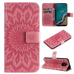 Embossing Sunflower Leather Wallet Case for Nokia G50 - Pink