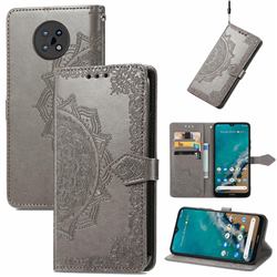 Embossing Imprint Mandala Flower Leather Wallet Case for Nokia G50 - Gray