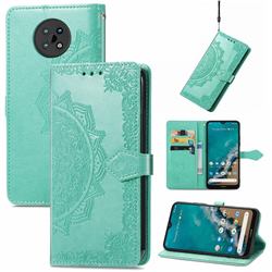 Embossing Imprint Mandala Flower Leather Wallet Case for Nokia G50 - Green
