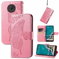 Embossing Mandala Flower Butterfly Leather Wallet Case for Nokia G50 - Pink