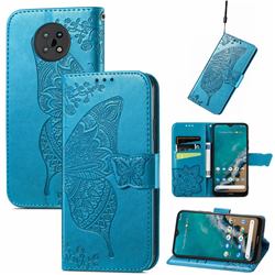 Embossing Mandala Flower Butterfly Leather Wallet Case for Nokia G50 - Blue