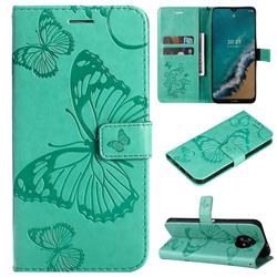 Embossing 3D Butterfly Leather Wallet Case for Nokia G50 - Green