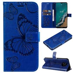 Embossing 3D Butterfly Leather Wallet Case for Nokia G50 - Blue