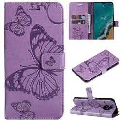 Embossing 3D Butterfly Leather Wallet Case for Nokia G50 - Purple
