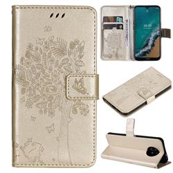 Embossing Butterfly Tree Leather Wallet Case for Nokia G50 - Champagne