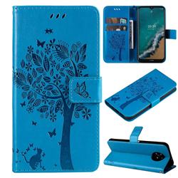 Embossing Butterfly Tree Leather Wallet Case for Nokia G50 - Blue