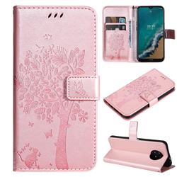 Embossing Butterfly Tree Leather Wallet Case for Nokia G50 - Rose Pink