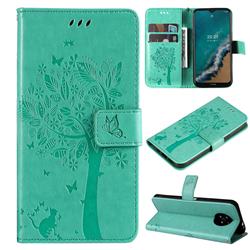 Embossing Butterfly Tree Leather Wallet Case for Nokia G50 - Cyan