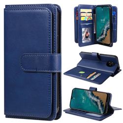 Multi-function Ten Card Slots and Photo Frame PU Leather Wallet Phone Case Cover for Nokia G50 - Dark Blue