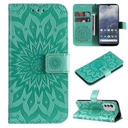 Embossing Sunflower Leather Wallet Case for Nokia G60 - Green