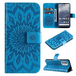 Embossing Sunflower Leather Wallet Case for Nokia G60 - Blue