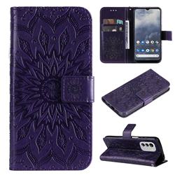 Embossing Sunflower Leather Wallet Case for Nokia G60 - Purple