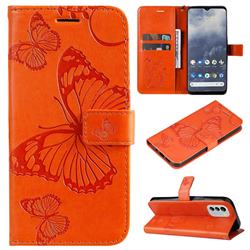 Embossing 3D Butterfly Leather Wallet Case for Nokia G60 - Orange