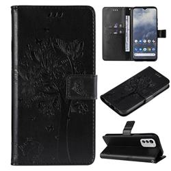 Embossing Butterfly Tree Leather Wallet Case for Nokia G60 - Black