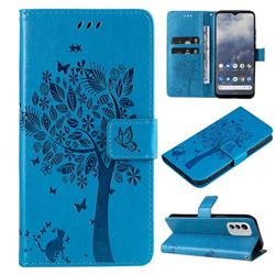 Embossing Butterfly Tree Leather Wallet Case for Nokia G60 - Blue