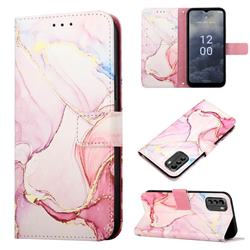 Rose Gold Marble Leather Wallet Protective Case for Nokia G60