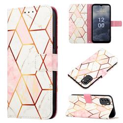 Pink White Marble Leather Wallet Protective Case for Nokia G60