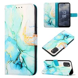 Green Illusion Marble Leather Wallet Protective Case for Nokia G60