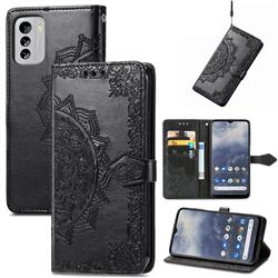 Embossing Imprint Mandala Flower Leather Wallet Case for Nokia G60 - Black