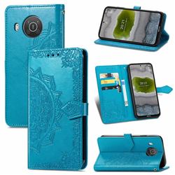 Embossing Imprint Mandala Flower Leather Wallet Case for Nokia X10 - Blue