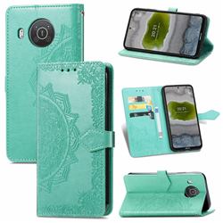 Embossing Imprint Mandala Flower Leather Wallet Case for Nokia X10 - Green