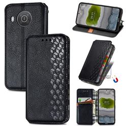 Ultra Slim Fashion Business Card Magnetic Automatic Suction Leather Flip Cover for Nokia X10 - Black