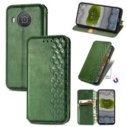Ultra Slim Fashion Business Card Magnetic Automatic Suction Leather Flip Cover for Nokia X10 - Green