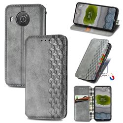Ultra Slim Fashion Business Card Magnetic Automatic Suction Leather Flip Cover for Nokia X10 - Grey