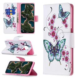 Peach Butterflies Leather Wallet Case for Nokia X10