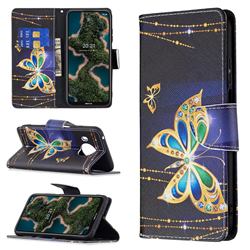 Golden Shining Butterfly Leather Wallet Case for Nokia X10