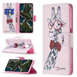 Glasses Giraffe Leather Wallet Case for Nokia X10
