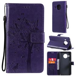 Embossing Butterfly Tree Leather Wallet Case for Nokia X10 - Purple