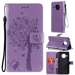 Embossing Butterfly Tree Leather Wallet Case for Nokia X10 - Violet