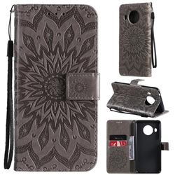 Embossing Sunflower Leather Wallet Case for Nokia X10 - Gray