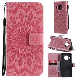 Embossing Sunflower Leather Wallet Case for Nokia X10 - Pink