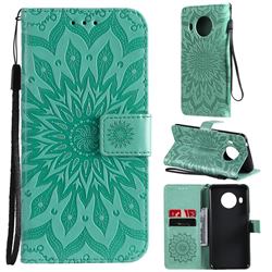 Embossing Sunflower Leather Wallet Case for Nokia X10 - Green