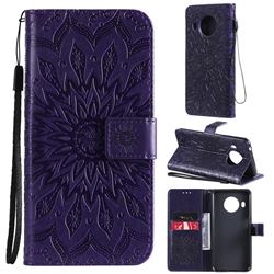 Embossing Sunflower Leather Wallet Case for Nokia X10 - Purple