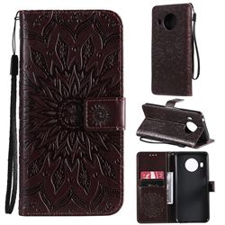Embossing Sunflower Leather Wallet Case for Nokia X10 - Brown