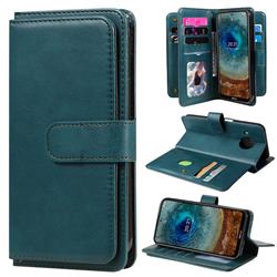 Multi-function Ten Card Slots and Photo Frame PU Leather Wallet Phone Case Cover for Nokia X10 - Dark Green