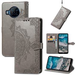 Embossing Imprint Mandala Flower Leather Wallet Case for Nokia X100 - Gray