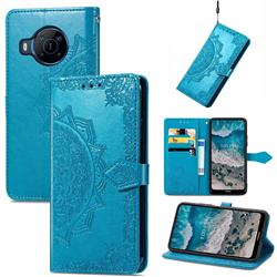 Embossing Imprint Mandala Flower Leather Wallet Case for Nokia X100 - Blue