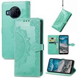 Embossing Imprint Mandala Flower Leather Wallet Case for Nokia X100 - Green