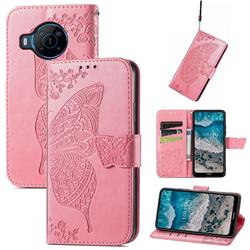 Embossing Mandala Flower Butterfly Leather Wallet Case for Nokia X100 - Pink