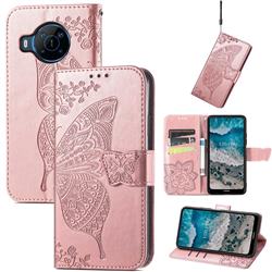 Embossing Mandala Flower Butterfly Leather Wallet Case for Nokia X100 - Rose Gold