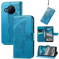 Embossing Mandala Flower Butterfly Leather Wallet Case for Nokia X100 - Blue